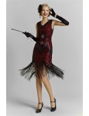 Праздничное красное платье с пайетками и бахромой X530 (105530) - цена, 4