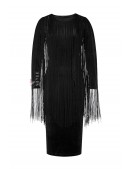 Облегающее черное платье с бахромой (105570) - foto