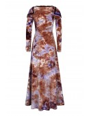 Длинное бархатное платье с "вареным" принтом (105571) - оригинальная одежда, 2