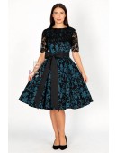 Винтажное платье с ажурной шалью и поясом (105463) - 3, 8