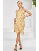 Блестящее платье с бахромой Sabrina Gold (105586) - foto
