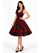 Винтажное платье с вырезом в форме сердца, черно-красное (105598) - цена, 4