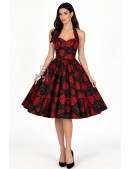 Винтажное платье с вырезом в форме сердца, черно-красное (105598) - 3, 8