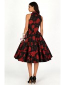 Винтажное платье с вырезом в форме сердца, черно-красное (105598) - оригинальная одежда, 2