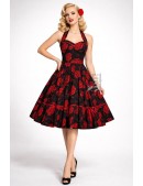 Винтажное платье с вырезом в форме сердца, черно-красное (105598) - foto