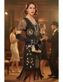 Винтажное платье с коротким рукавом, пайетками и бахромой (1055882) - foto