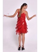 Great Gatsby Shiny Red Dress with Fringe (105594) - 5, 12