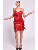 Great Gatsby Shiny Red Dress with Fringe (105594) - цена, 4