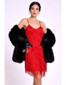 Great Gatsby Shiny Red Dress with Fringe (105594) - 4, 10