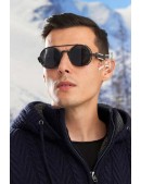 Мужские круглые черные очки от солнца X1342 + чехол (905134-2) - материал, 6