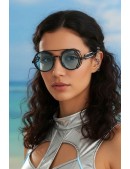 Men's & Women's Futuristic Cyberpunk Blue Glasses + Pouch (905167) - 4, 10