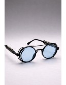 Мужские и женские круглые очки Futuristic Cyberpunk Blue + чехол (905167) - foto