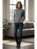 Теплая водолазка-свитер (серый меланж) (141031) - цена, 4