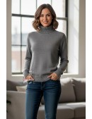 Теплая водолазка-свитер (серый меланж) (141031) - foto
