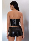 Шкіряний топ із пряжкою та люверсами (102180) - 4, 10