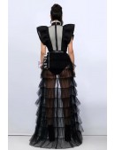 Длинная черная накладная юбка-шлейф X72171 (1072171) - цена, 4