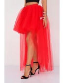 Червона багатошарова спідниця зі шлейфом X7226 (107226) - foto