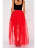Червона багатошарова спідниця зі шлейфом X7226 (107226) - материал, 6
