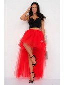 Червона багатошарова спідниця зі шлейфом X7226 (107226) - цена, 4