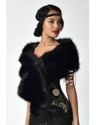 Черная меховая шаль X4138