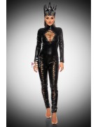 Черный латексный кэтсьюит со шнуровками и декольте