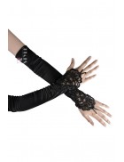 Длинные атласные митенки с петелькой и вышивкой