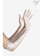 Длинные атласные перчатки цвета шампань