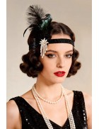 1920s Hairband with Feathers and Pearl Pendant