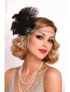 Пов'язка Gatsby з камінням і пишним пір'ям