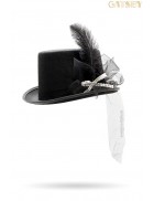 Карнавальная женская шляпа с пером и жемчугом