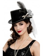 Карнавальний жіночий капелюх з пером і перлами