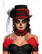 Костюм в стиле Santa Muerte (шляпа, перчатки, чокер)