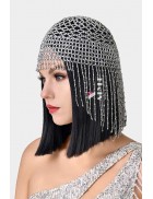 Серебристая шапочка из бисера MF2083