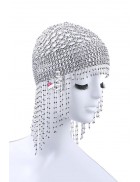 Серебристая шапочка из бисера MF2083