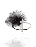 Повязка в стиле Гэтсби с камнями и перьями