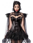 Черный кожаный корсет X1170