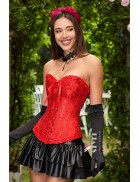 Красный жаккардовый корсет с узором С1086