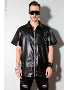 Rockman Men's Leather Shirt with Zip