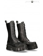 Черные кожаные сапоги со шнуровкой New Rock