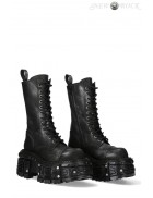 Черные кожаные сапоги со шнуровкой и винтами в платформе