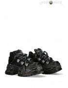 New Rock Cyberpunk TOWER Black Leather Sneakers 