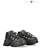 New Rock Cyberpunk GRIS Leather Sneakers