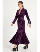 Длинное бархатное платье-пальто с цветочным узором