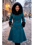 Зимнее шерстяное пальто с капюшоном и мехом X92