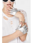 Серебристые перчатки без пальцев XT1177