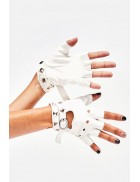 Белые кожаные перчатки без пальцев XT182