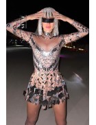 Футуристическое платье-боди Selina телесного цвета