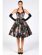 Vintage Brocade Corset Dress with Floral Pattern