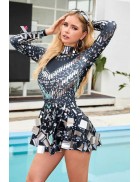 Зеркальное боди с юбочкой Selina Black