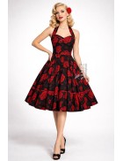 Винтажное платье с вырезом в форме сердца, черно-красное